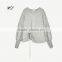 Woman Unique Hem Design 2017 Custom Lady Pullover Crewneck Plain Knit Fabric Sweatshirts