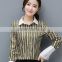 New Arrival Women's Loose Slim Long Sleeve Tops striped Blouses Designs For Sale