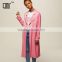 Lapel collar women's long windbreaker latest winter autumn pink trench coat