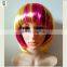 Cheap Short BOB Wholesale Synthetic Mardi Gras Colors Party Wigs HPC-0091