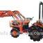 Small Power 4wd farm tractor with front loader backhoe