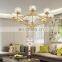Hotel ceiling hanging Cluster gold circular uplight chandelier pendant light