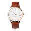 Stainless Steel Man Ultrathin Watch Genuine Leather Fashion Quartz Women Watches