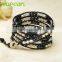 Topearl Jewelry Freshwater Pearl Woven Leather Wrap Bracelet for Women CLL133