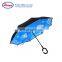 Beautiful Printing Double layer Inverted Umbrella With C Handle