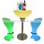 Modern plastic led lighted up furniture led table chair set / led bar table and chairs