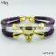 Viya Custom Luxury Leather Bracelet Python Skin Bracelet with Stainless Steel Skull Double Diamond Eyes