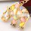 Cute Gold Hollow Elephant Keychain Charm Pendent Crystal Purse Bag Key Chain