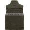 winter outdoor mens army color travel vest warm fleece line working vest with multi pockets