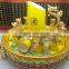 Twelve zodiac yellow Ceramic wine cups Set with metal Base