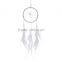 Organic Hand Makeing Pure White Dreamcatcher with Vine Circle Diameter 4.3" and Triple Feathered&Crystal Tail