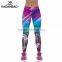 New Women Sport Pants Corlorful Waves Printed Leggings High Elastic Leggins