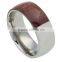 Black Tungsten Ring Matte Brushed Finish Grooved Comfort-Fit Polished 8mm Men's Wedding Band