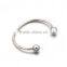 Wholesale High Polishing Bead Jewelry Women Stainless Steel Silver Opem Bangle