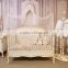 Victoria Style Carved Wooden Baby Crib,Elegant White & Gold Painted Baby Bedding Set,Noble Bedroom Furniture Child/Kid's Bed Set