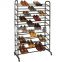 10Tier 50 Pair Rolling Shoe Rack, Sturdy Metal Shoes Racks with Non Slip Bars
