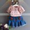 Baby Cothes Sets Summer Bamboo Shirt And Embroidery Denim skirt Clothing M7041802