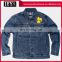 yellow felt embroidered eagle patch denim jacket made from 100%cotton