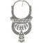 2016 Vintage Zinc Alloy Antique Silver Handmade Acrylic Rhinestone Statement Necklace