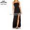 2017 Wholesale Fashion Sexy Black Sleeveless Maxi Off Shoulder Prom Dress For Women
