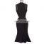 Kate Kasin Sleeveless Polyester and Spandex High Neck Hips-Wrapped Bodycon Pencil Mermaid Black Dress KK000680-1