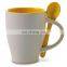 ceramic coffee mug with spoon for coffee