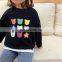 6956/High quality kids cotton plain korea fashion sweatshirt cartoon bear print cute loose girls top