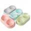 Macarons plastic double bowl large dog food water bowl