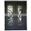 Villa double swing grill design entrance metal door