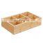 Bamboo Wood Compact Tea & Food Storage Organizer Bin Box - 6 Divided Sections - Holder for Tea Bags, Coffee, Packets, Sugar
