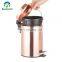 Promotional 3L 5L 12L Home Trash can Kitchen Household Metal Dustbin Stainless Steel Foot Pedal Trash bin