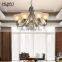 HUAYI European Style Metal Silver Glass 3*40W 8*40W Modern Indoor Restaurant Hotel Room Decorative Chandelier