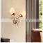 Home Living Room hotel Art Deco Indoor Decorative Golden Base White Glass Lampshade Wall Lamp Sconce