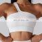 Ribbed One Shoulder Crop Sports Bras Women Factory Supply Backless Yoga Tank Tops