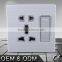 Prestigious brushed stainless steel wall plate socket with switch