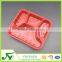Hot selling,big red 4-compartment plastic fast food container