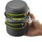 4pcs outdoor lightweight aluminum camping cookware backpacking bowl cook pot pan set for camping & hiking