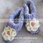 Purple multi-color knit slippers,crochet pale yellow flower,Alaskan lilies,baby shower,customized size for women and baby