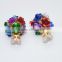 Fashionable best selling rose flower zircon stones double face pearls earring