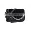 Classic style metal snap fur flap with decorative chain design black leather crossbody bag