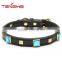 Luxury leather beads crystal dog pet collar