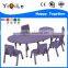 Cheap Commercial school moon-shape plastic table and chairs for kids
