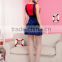 Super Mario Navy blue and red Polyester/ spandex plain games uniform hot sexy girls halloween costume