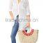 Red and pink tassels Pompom Vietnam Water hyacinth beach bag