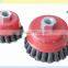 Knotted steel M14x2 thread round twist wire cup brushes