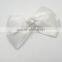 Distinctive stereo white ribbon bow for the hair accessories