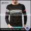 Black Striped Round Neck Rapid Dry T-Shirt Striped Style Waist Length Tee Round Neck Long Sleeves Anti-Microbial Moisture Sport