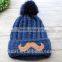 cartoon smile face lovely acrylic knitted with faux fur ball beanie women men autumn winter cap warm hat