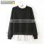 Fleece Pullover Fake Two Pieces Sweatshirt With Back Side Zipper for Women