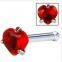 18 Gauge Red Heart Cubic Zirconia Nose Bone Nose Jewelry